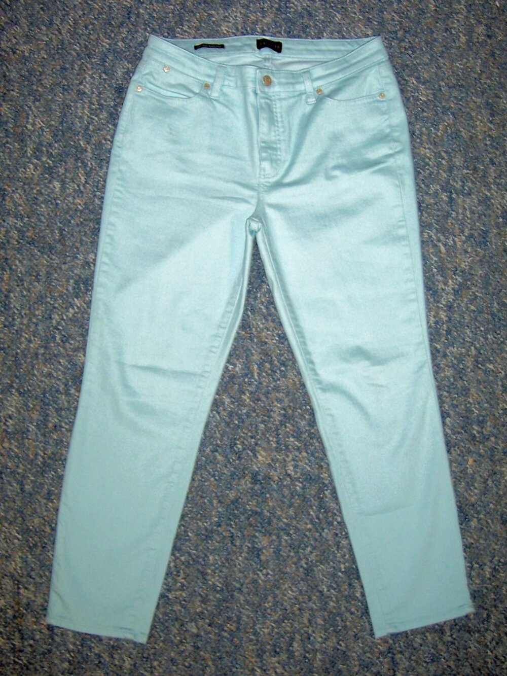 TALBOTS Women's 10P Slim Ankle Jean Color Aqua